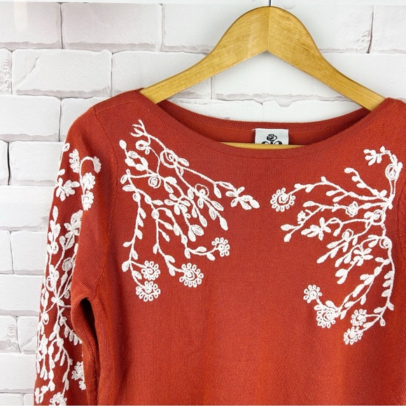 Rain + Rose Tops - Nordstrom Rain + Rose Orange Floral Embroidered‎ Top